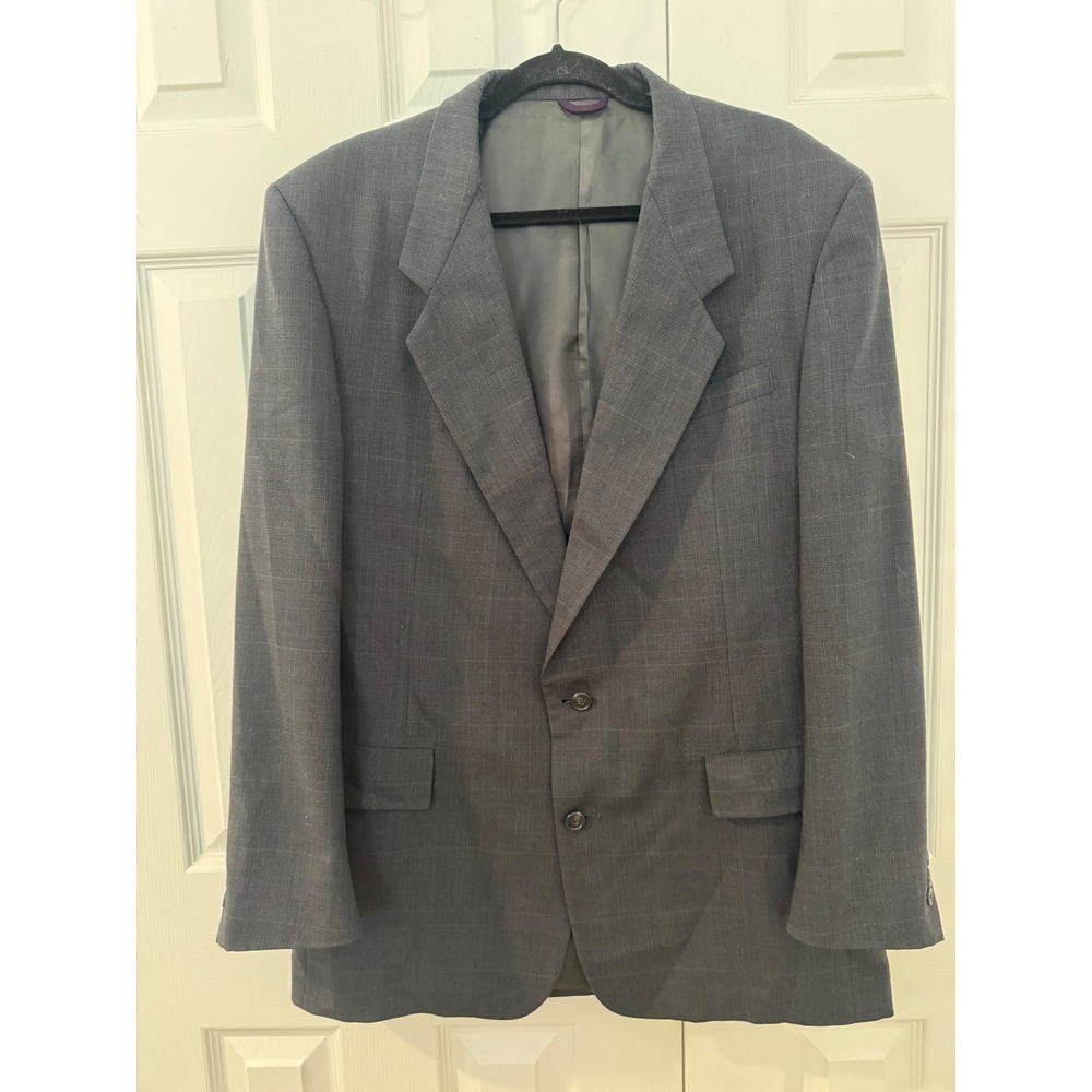 Christian Dior Monsieur Mens Gray Plaid Pure Virgin Wool Blazer Jacket Vintage